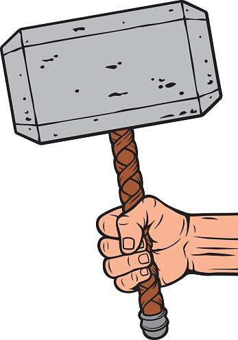 Thor Hammer in Hand Color. Vector Illustration.