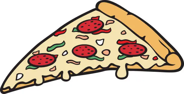 Vector illustration of Pizza slice color Vector