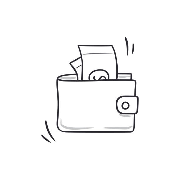 Money wallet doodle. Wallet dollar hand drawn sketch style icon. Profit, money safe doodle drawn concept Money wallet doodle. Wallet dollar hand drawn sketch style icon. Profit, money safe doodle drawn concept. Vector illustration. coin outline stock illustrations