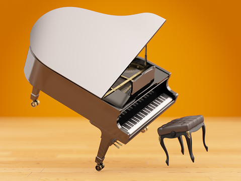 Grand Piano on the Air. 3D Render