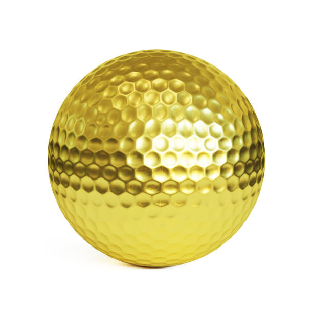 istock Golden golf ball isolated on white background 3d rendering 1461279184