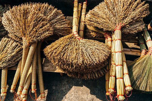 handmade brooms for sale at Bac Ha market in North Vietnam