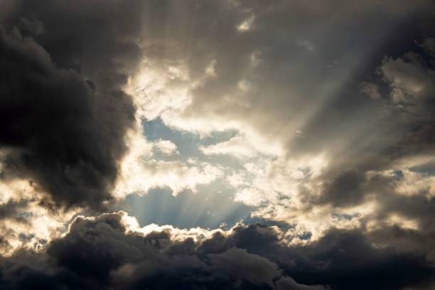 istock Aerial view of cloudscape with sun rays 1461279817