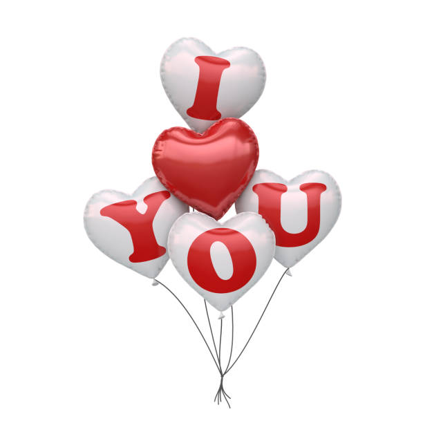 I love you balloons on white background 3d rendering