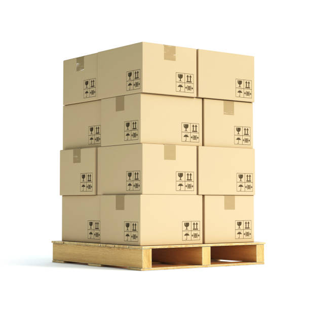 istock Cardboard boxes on wooden palette 3d illustration 1461280083
