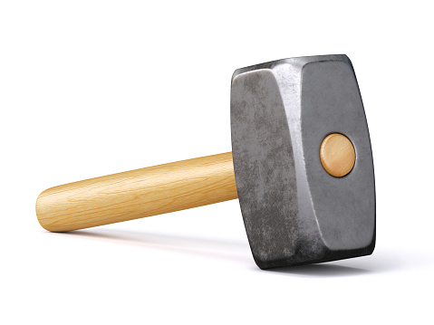 Hammer isolated on white background 3d rendering