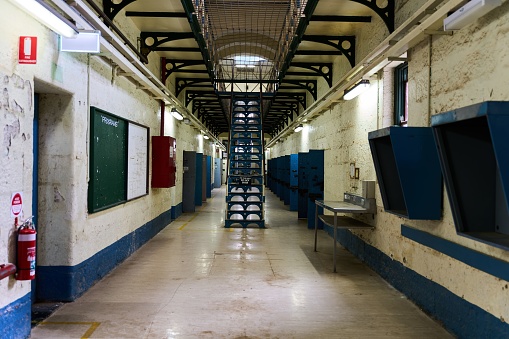An interior of prison building