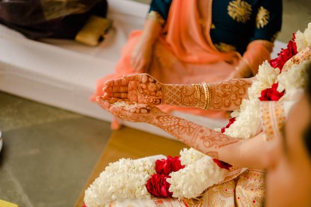 istock Bride and Groom at the Indian Wedding with Garlands 1461282781