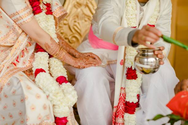 istock Bride and Groom at the Indian Wedding with Garlands 1461282802
