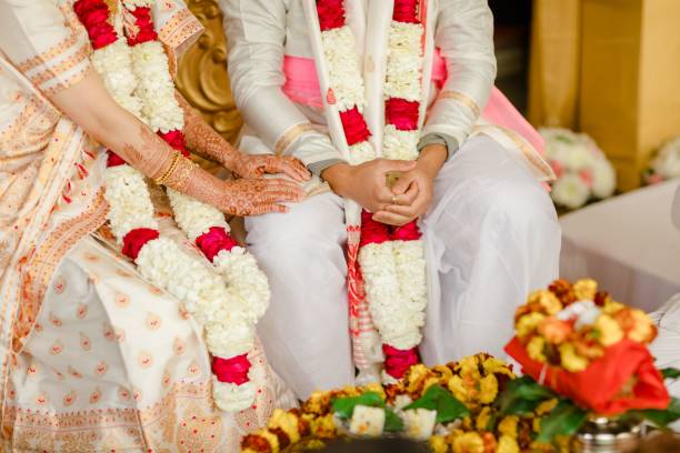 istock Bride and Groom at the Indian Wedding with Garlands 1461282805
