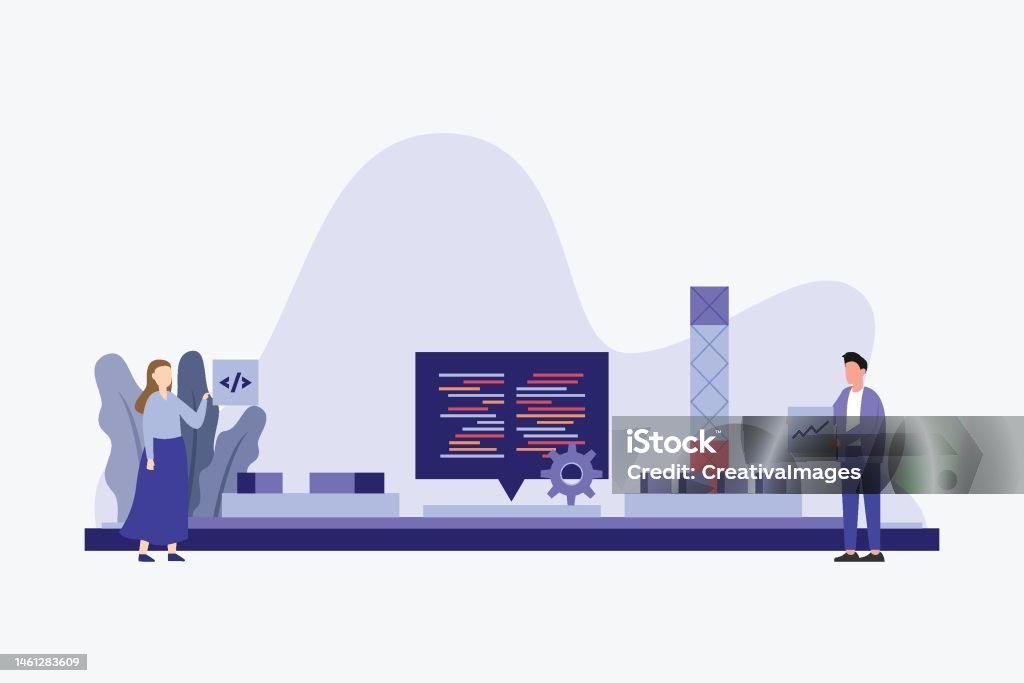 Programadores codificando y corrigiendo errores en el proyecto - arte vectorial de Administrador libre de derechos Programadores codificando y corrigiendo errores en el proyecto - arte vectorial de Administrador libre de derechos