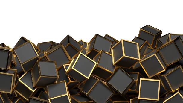 istock Falling golden black cubes. Abstract design background 1461284117