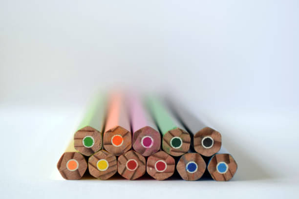 istock Closeup of the colored pencils on white background. 1461285474