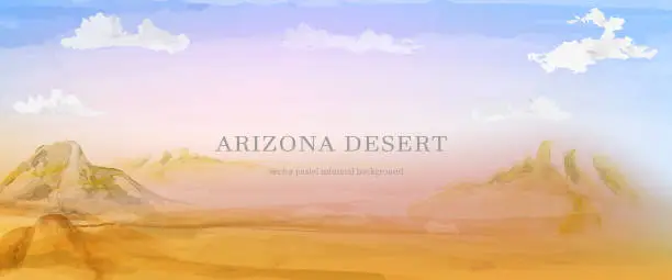 Vector illustration of Arizona desert vector art.  Warm abstract illusration.