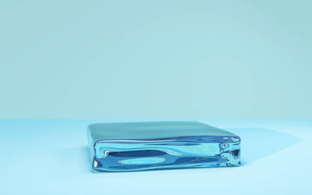 istock Glass or ice shape pedestal product presentation platform on the colored background 1461288284