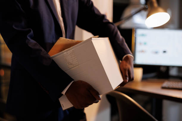 istock Stressed sad manager getting fired from corporate job 1461288305