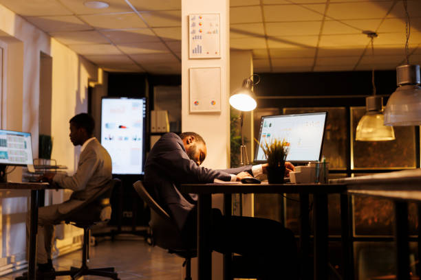 istock Tired drained businessman suffering from sleepiness 1461289350