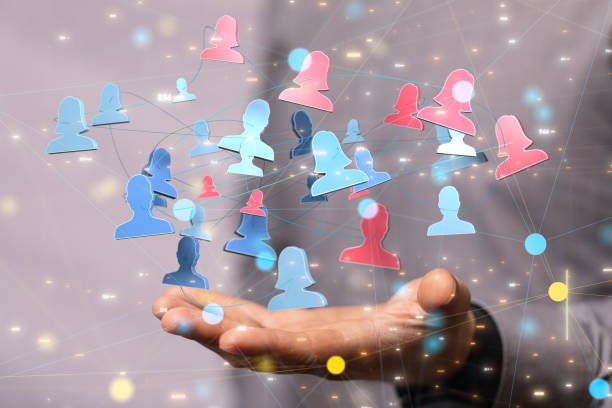 istock 3D rendering of digital human icons with hand pointing at it from the background 1461289405
