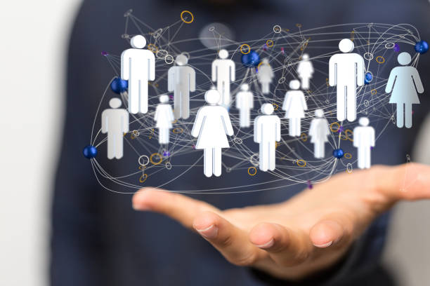 istock 3D rendering of digital human icons with hand pointing at it from the background 1461289449