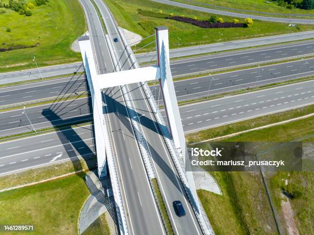Gliwice Overpass In Poland Highway Aerial View Stock Photo - Download Image Now - Above, Aerial View, Architecture