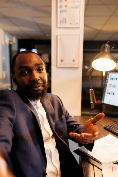 istock Executive manager explaining company strategy to remote business team 1461289823