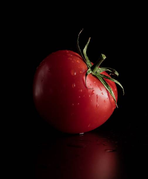 istock Fresh tomato with water drops with black background 1461290707