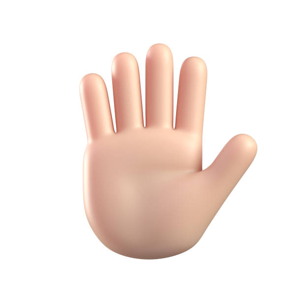 istock Cartoon 3d hand with open palm gesture, hand waving or showing high five. 3d rendering 1461291611