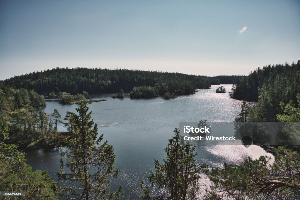 Lake in South-Sweden Blick auf einen See in Schweden Color Image Stock Photo