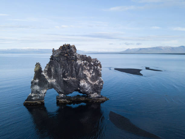 Hvitserkur troll rock is a 15-meter high basalt stack located off the shore of north-west Iceland