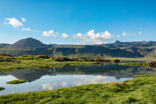 Beautiful shot of a lake in mountains in Iceland A beautiful shot of a lake in mountains in Iceland lindsay stock pictures, royalty-free photos & images