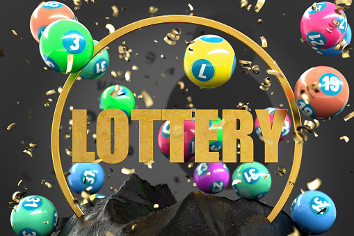 Lottery Balls and Confetti. 3D Render