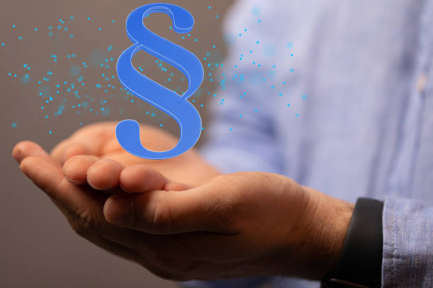 istock Digital 3d render section sign in blue color floating on a person's hand 1461298747