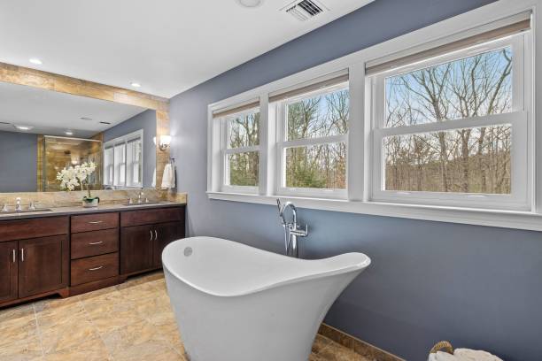 istock Luxurious modern interior design for a bathroom in a contemporary house 1461298972