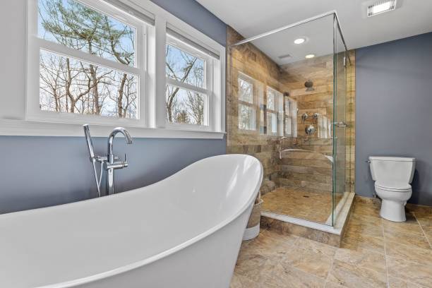 istock Luxurious modern interior design for a bathroom in a contemporary house 1461298976