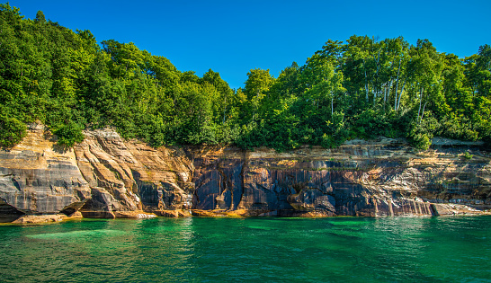 Scenic Pictured Rock Lakeshore from lake Superior Northern Michigan