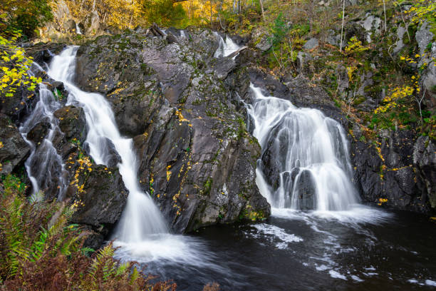istock Beautiful view of a waterfall and cliffs in a forest 1461300683