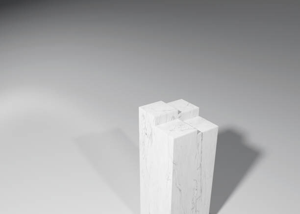 istock Different height level product marketing template. Marble blocks at different height in grey studio setup 1461301721
