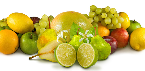 Fresh fruits assorted. Colorful fruits vegan food