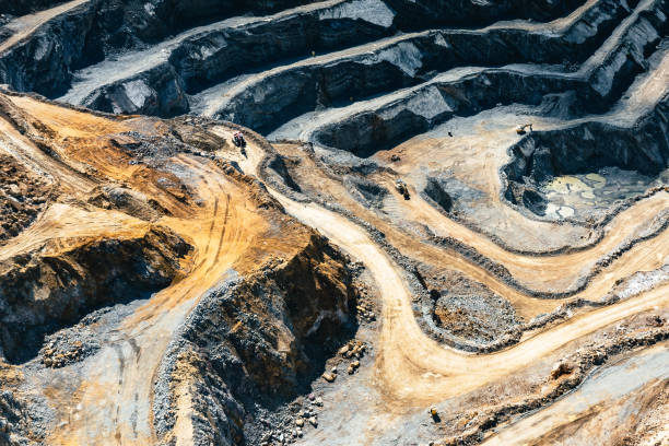Aerial View of Open Pit Dolomite Mining. stock photo