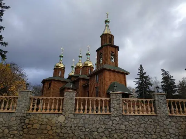 orthodox church exterior with golden domes