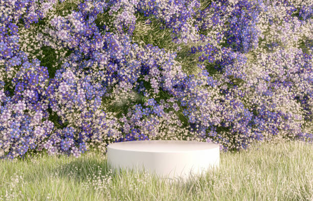 istock Natural beauty podium backdrop with spring flower field. 1461312843