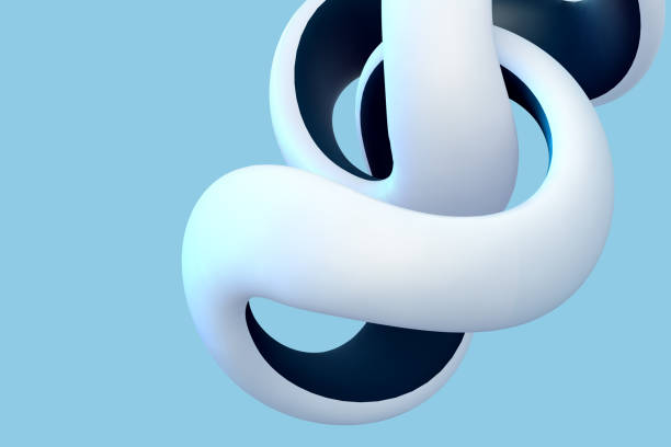 istock 3D torus knot on blue background. Abstract geometric shape - symbol of infinity and endlessness. Beautiful art object and decoration graphic element 1461312884