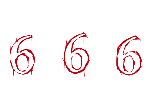 Occult number 666. Symbol of demonology and summoning evil demons with ritual sacrifices and vector occult