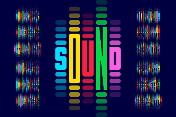 sound wave rhythm schriftdesign - ausgleichstreffer stock-grafiken, -clipart, -cartoons und -symbole