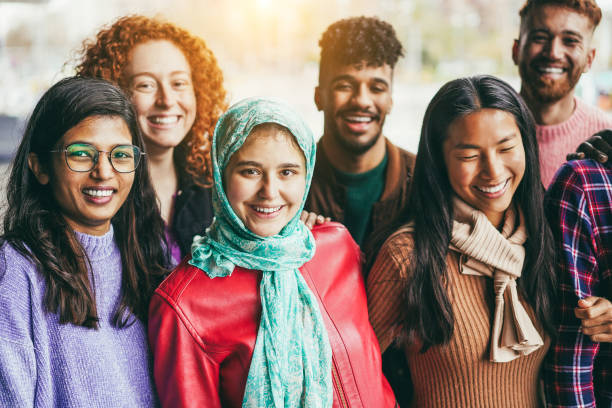 istock Young diverse people having fun outdoor laughing together - Diversity concept 1461317109