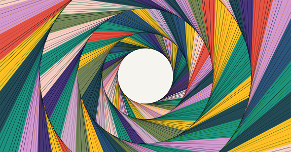 Abstract colorful spiral optical illusion lines