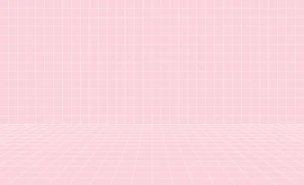 Vector illustration of Pink ceramic tile wall and floor background