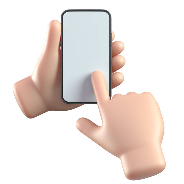 istock 3d cartoon hands holding smartphone pointing finger on touchscreen, hands with mobile phone 3d rendering 1461318798