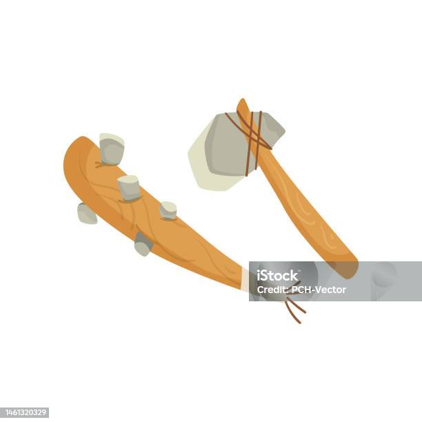 Prehostiroc Rope Prehistoric Weapons Vector Illustration Stock Illustration - Download ...