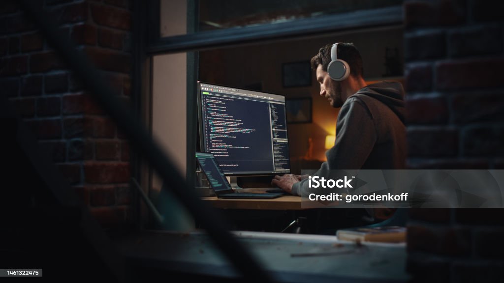 Professional Software Developer Writing Code With Generic Programming ...